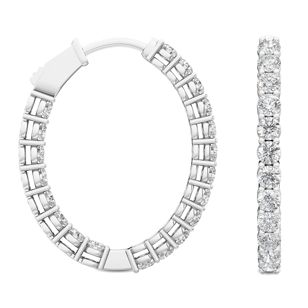 14K WG Round Cut Lab Grown Diamond Hoops Earrings 2.81 ctw SJE32154A