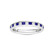 將圖片載入圖庫檢視器 14K WG With Blue Sapphire Stone Stackable Ring SJR56447BSA
