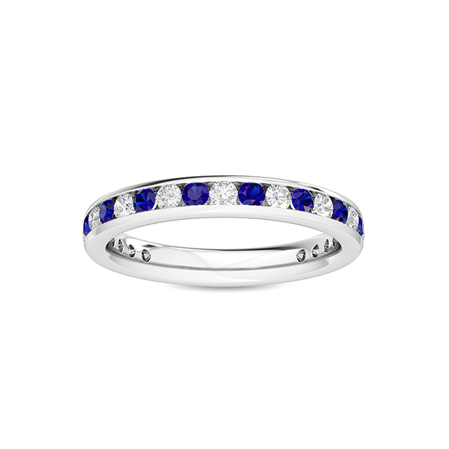 14K WG With Blue Sapphire Stone Stackable Ring SJR56447BSA