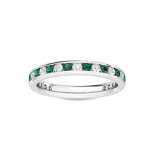 將圖片載入圖庫檢視器 14K WG With Green Emerald Stone Stackable Ring SJR56447EM
