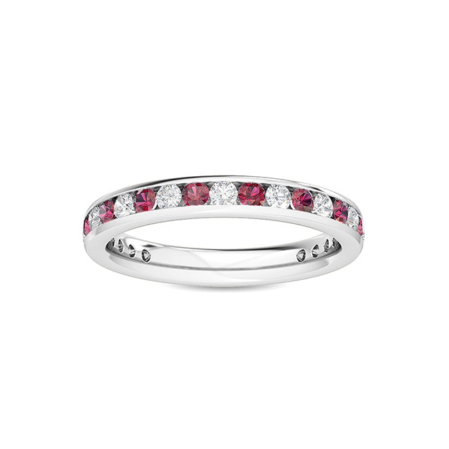 14K WG With Red Ruby Stone Stackable Ring SJR56447RUBY