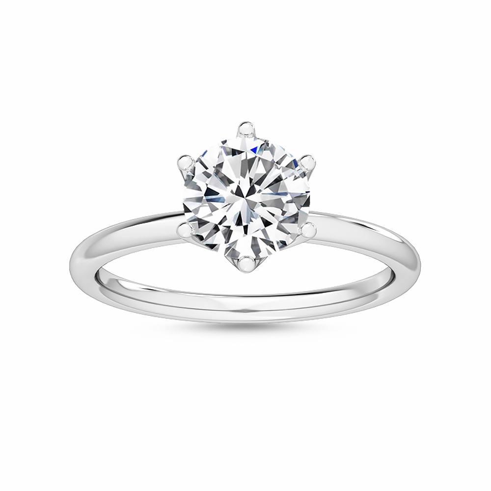 18K White Gold Six Prong Set Solitaire Engagement Ring