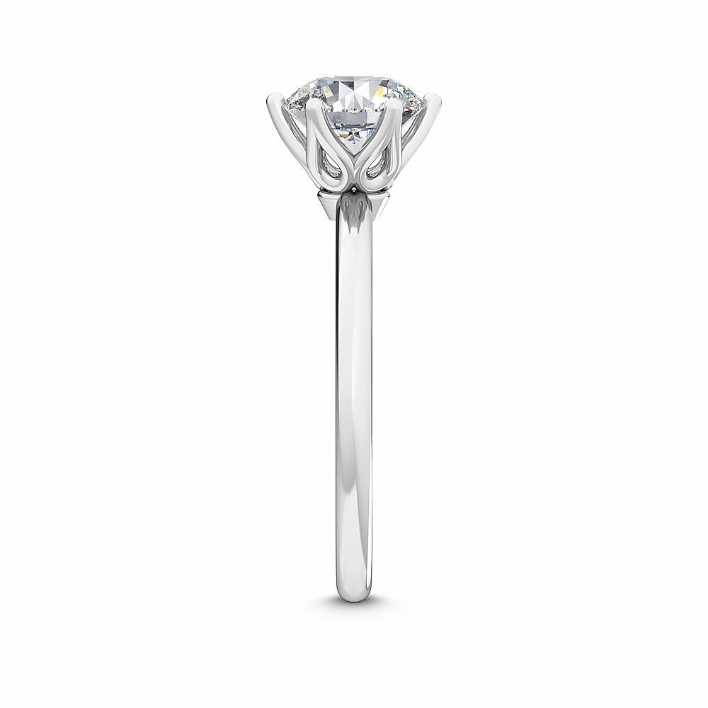 18K White Gold Six Prong Set Solitaire Engagement Ring