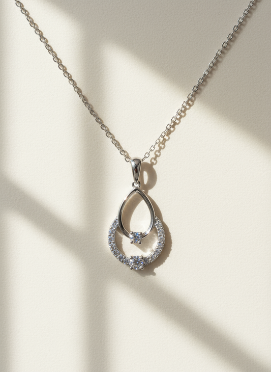 培育鑽石0.264ct 電鍍白金項鏈 Lab grown diamond pendant