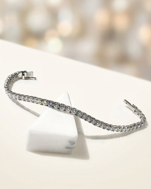 培育鑽石電鍍白網球手鏈 5份 1粒共3.4ct tennis Bracelet