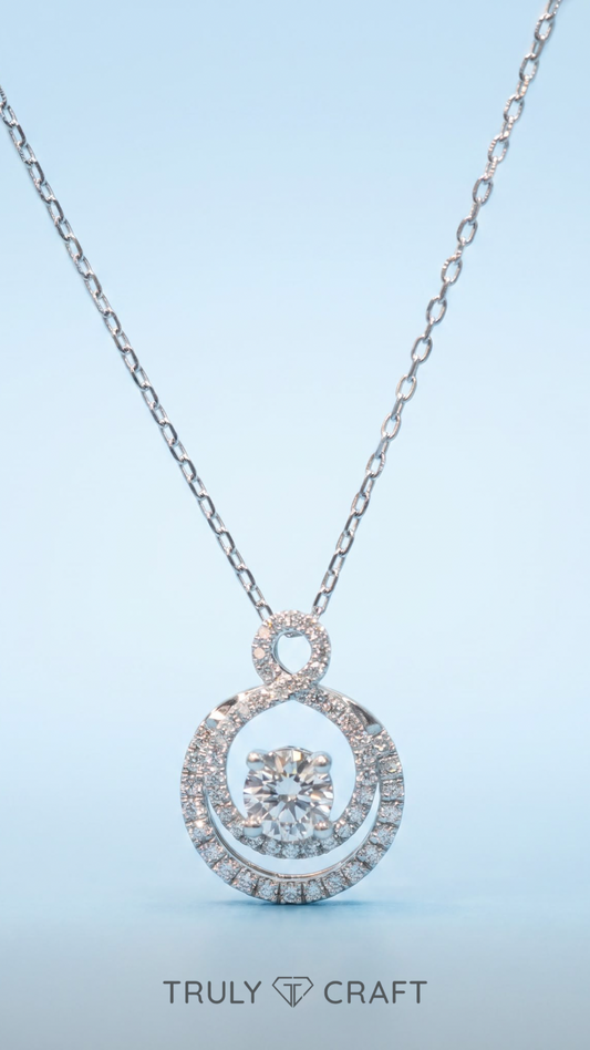 培育鑽石0.535ct +0.371ct 電鍍白金項鏈 Lab grown diamond pendant