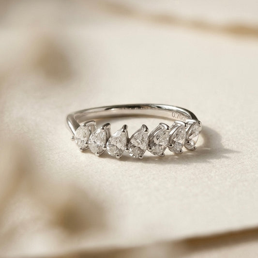 培育鑽石戒指 （水滴型7粒共0.78ct)Lab grown diamond 18k plated Ring