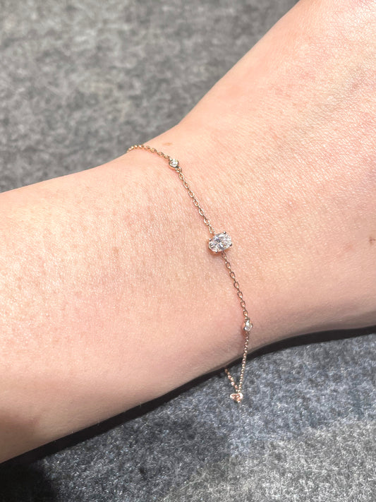 18k Rose Gold 0.25ct Oval lab grown diamond bracelet 橢圓形培育鑽石18k玫瑰金手鏈