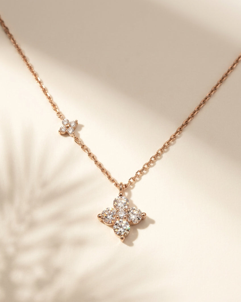 培育鑽石電鍍玫瑰金項鏈 0.496ct+0.087ct Lab grown diamond pendant