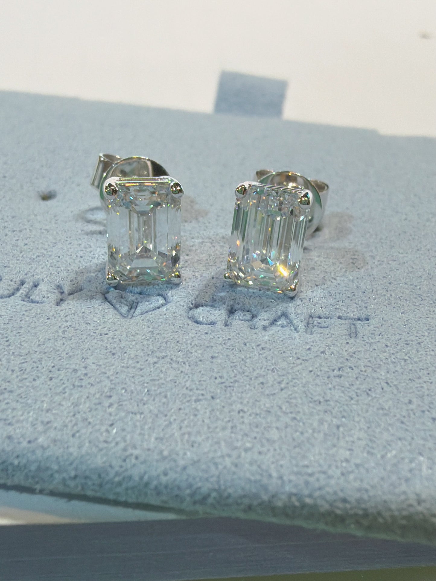 培育鑽石鉑金耳環 1 ct 一對共 2ct emerald cut Lab grown diamond earrings