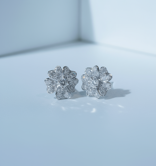 培育鑽石0.093ct+0.311ct電鍍白金耳環 Lab grown diamond earrings