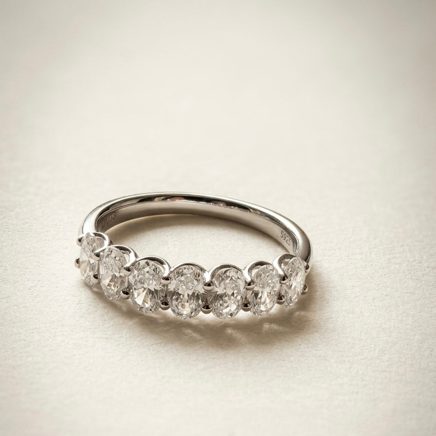 培育鑽石戒指 （Oval cut 7粒共1.163ct)Lab grown diamond 18k plated Ring