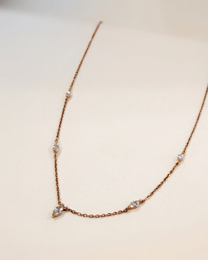 培育鑽石電鍍玫瑰金馬眼石項鏈 0.551ct Lab grown diamond pendant