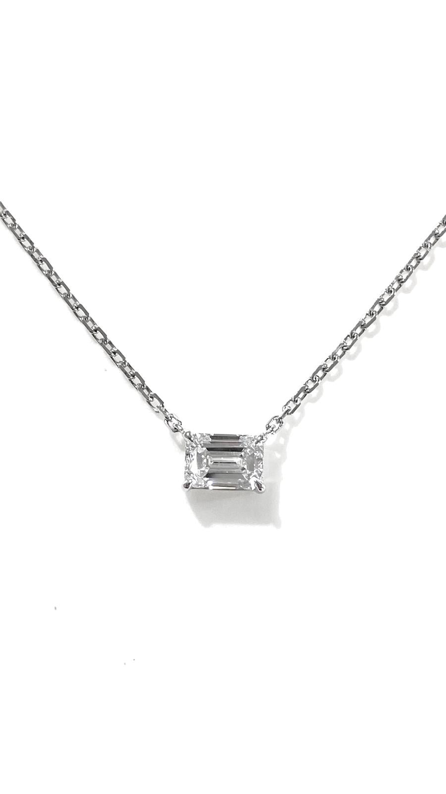 培育鑽石祖母綠型1ct 鉑金PT950項鏈 Lab grown diamond pendant
