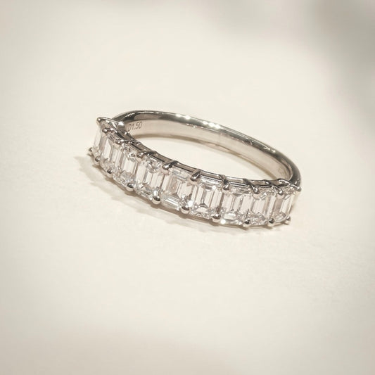 培育鑽石戒指 （祖母綠型9粒共1.339ct)Lab grown diamond 18k plated Ring