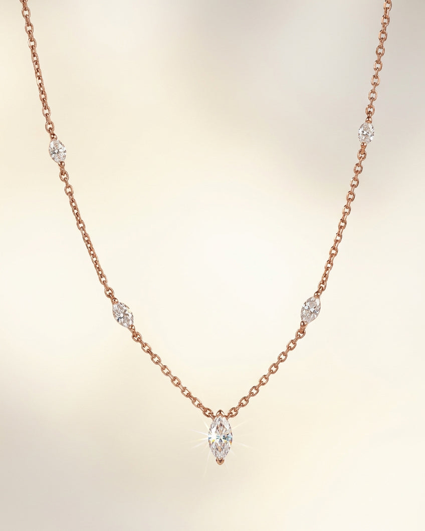 培育鑽石電鍍玫瑰金馬眼石項鏈 0.551ct Lab grown diamond pendant