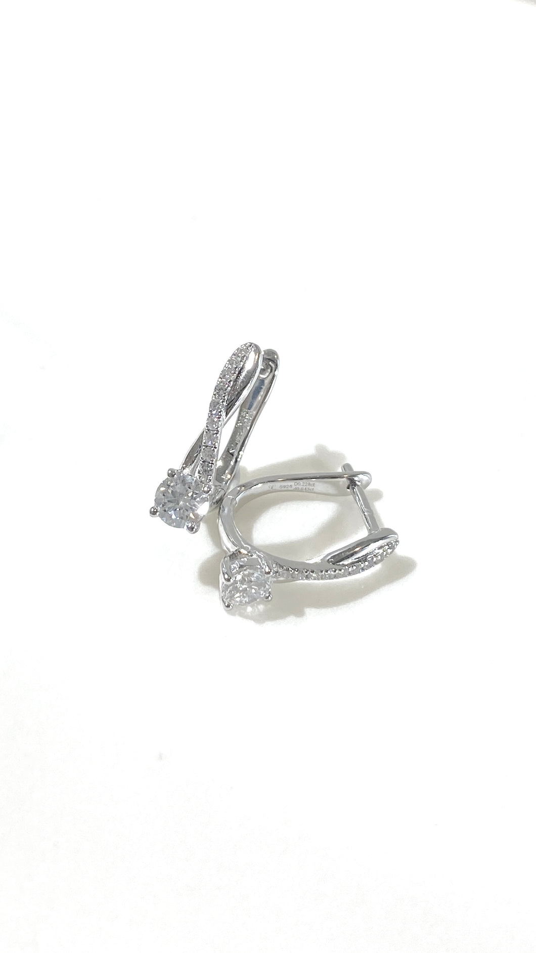培育鑽石電鍍白耳環 0.271ct Lab grown diamond earrings