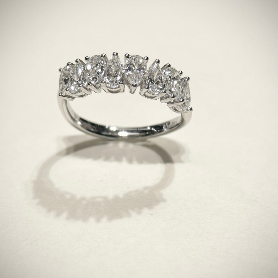 培育鑽石戒指 （水滴型8粒共1.537ct)Lab grown diamond 18k plated Ring