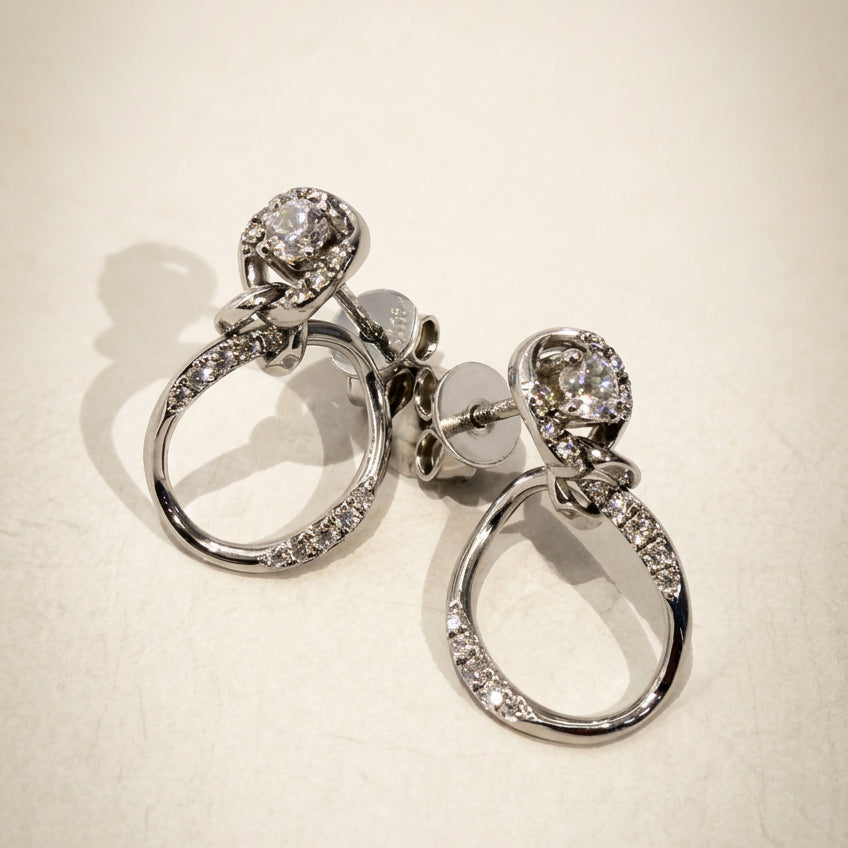 培育鑽石電鍍白金耳環 0.798ct/pair Lab grown diamond earrings