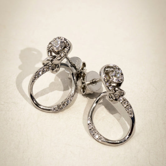 培育鑽石電鍍白金耳環 0.798ct/pair Lab grown diamond earrings
