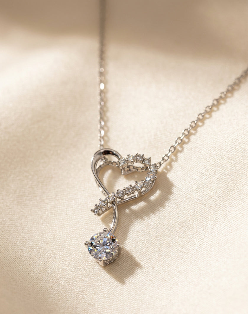 培育鑽石電鍍白金項鏈 0.517ct+0.129ct Lab grown diamond pendant