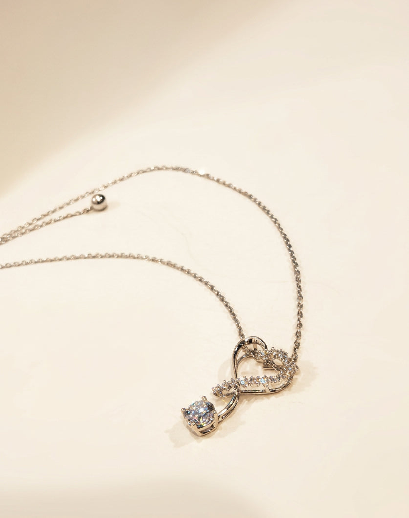 培育鑽石電鍍白金項鏈 0.517ct+0.129ct Lab grown diamond pendant