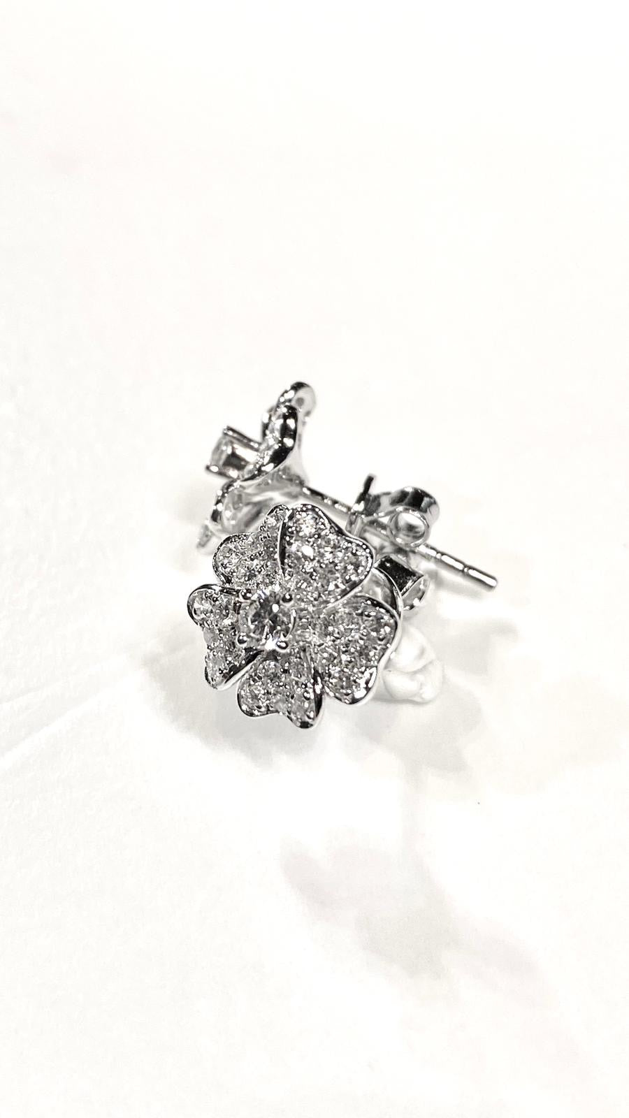 培育鑽石0.093ct+0.311ct電鍍白金耳環 Lab grown diamond earrings