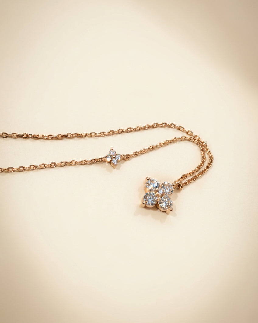 培育鑽石電鍍玫瑰金項鏈 0.496ct+0.087ct Lab grown diamond pendant