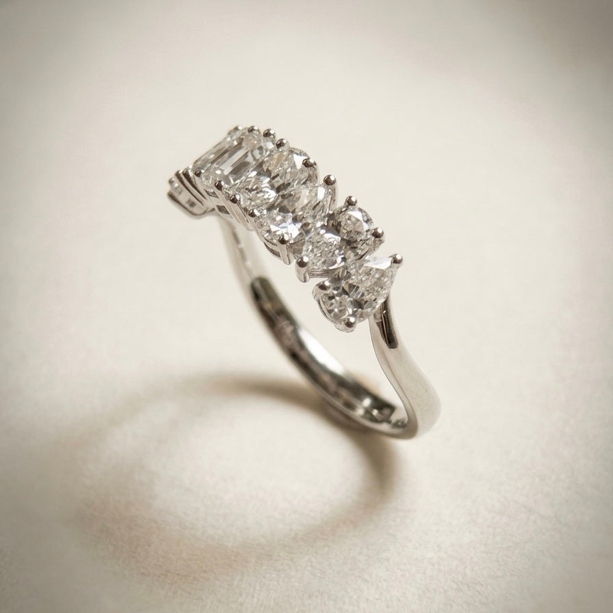 培育鑽石戒指 （水滴型8粒共1.537ct)Lab grown diamond 18k plated Ring