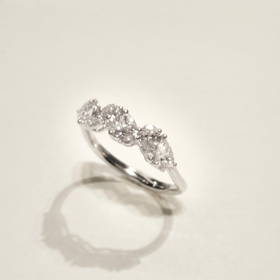 培育鑽石戒指 （水滴型6粒共1.078ct)Lab grown diamond 18k plated Ring