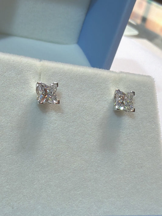 培育鑽石鉑金耳環 0.5 ct 一對共1ct 4 pear cut Lab grown diamond earrings