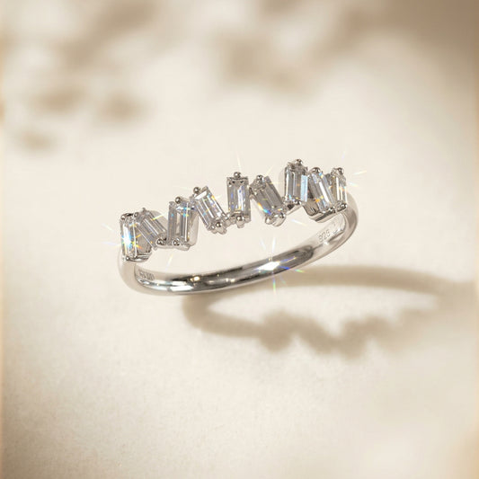 培育鑽石戒指電鍍白祖母綠型0.54ct Lab grown Diamong Ring