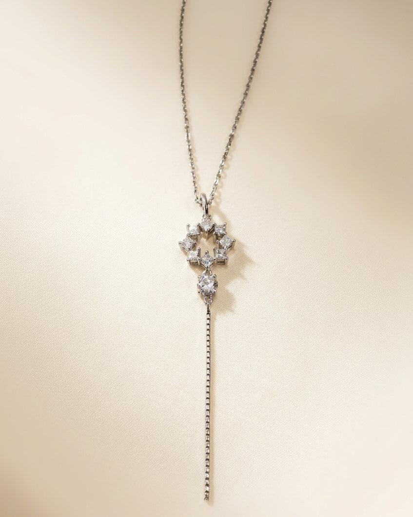 培育鑽石電鍍白金項鏈 0.169ct+0.301ct Lab grown diamond pendant
