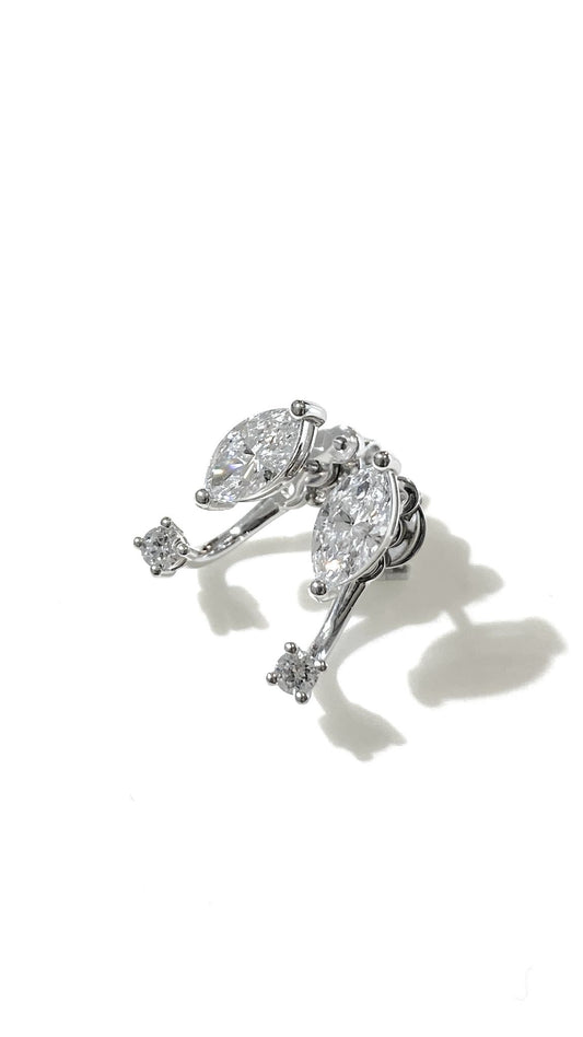 培育鑽石0.46ct馬眼形配0.066圓石鉑金耳環 lab grown diamond Marquise & Round Platinum earrings