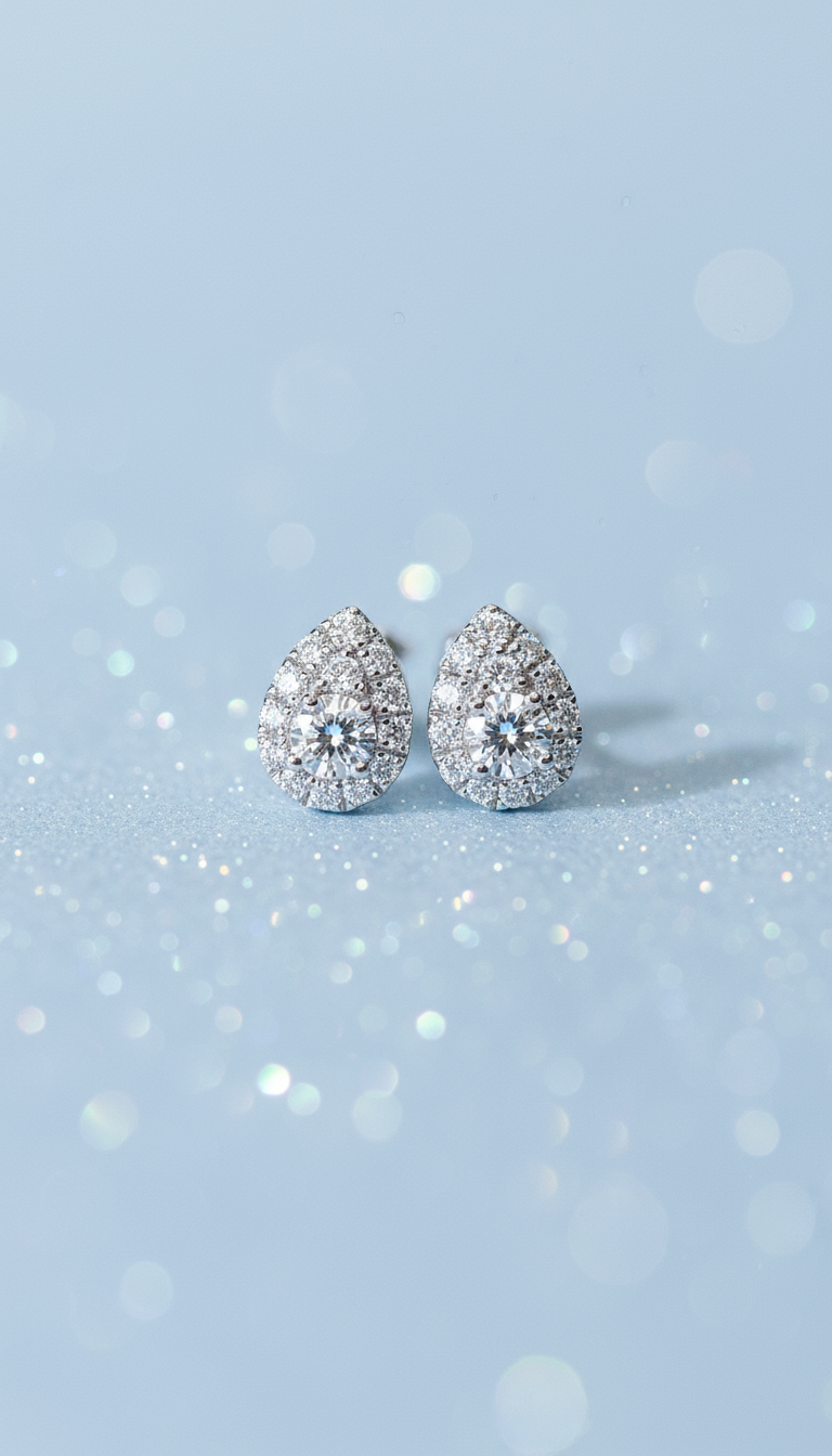 培育鑽石0.377ct電鍍白金耳環 Lab grown diamond earrings