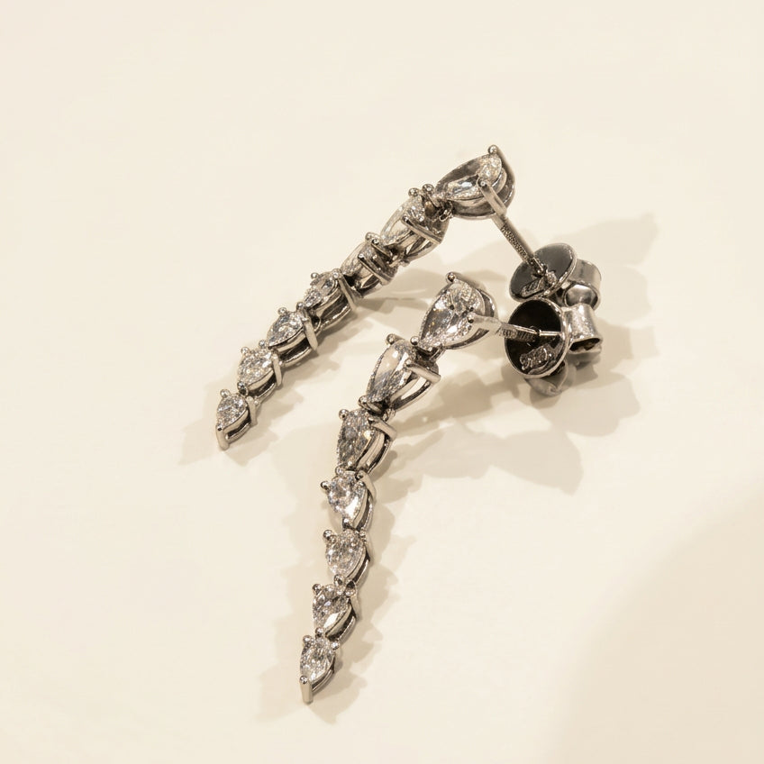培育鑽石電鍍白金耳環 0.477ct+0.21ct/pair Lab grown diamond earrings