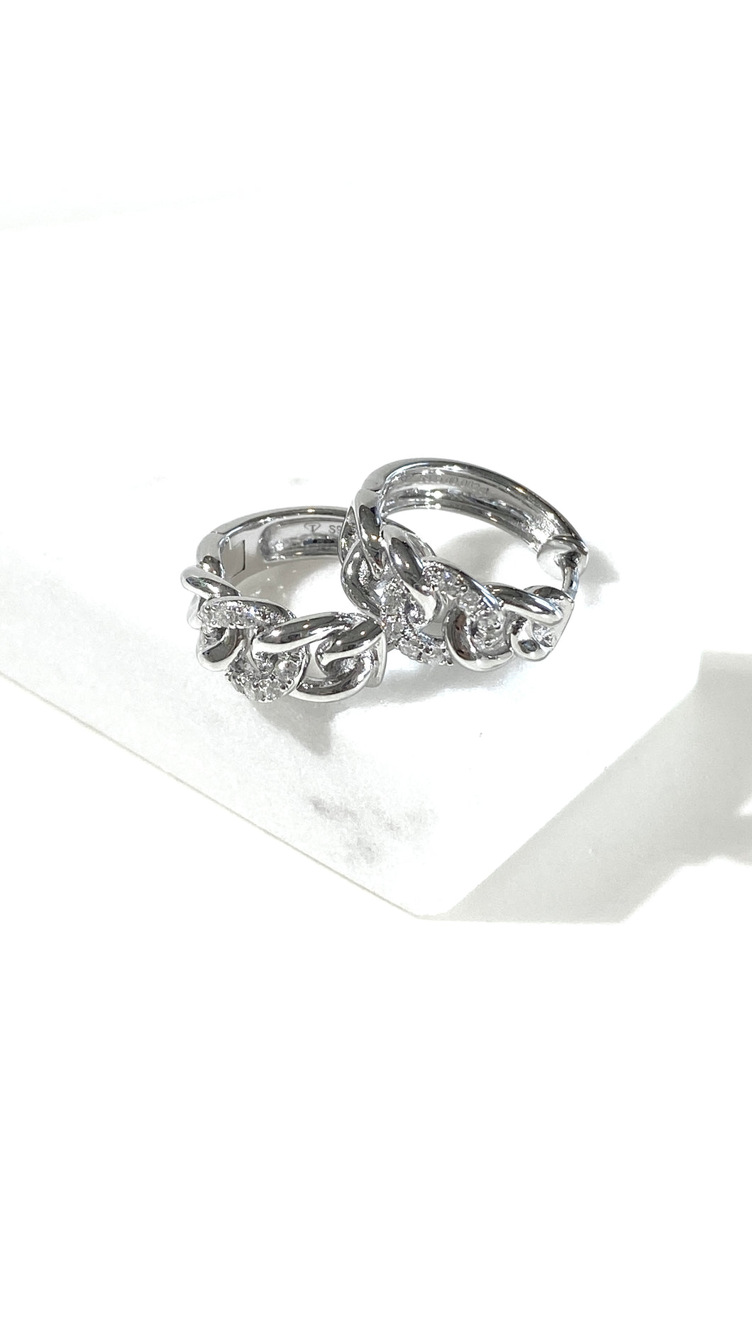 培育鑽石電鍍白耳環 0.082ct Lab grown diamond earrings