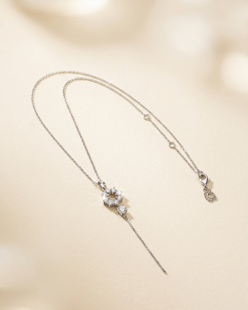 培育鑽石電鍍白金項鏈 0.169ct+0.301ct Lab grown diamond pendant