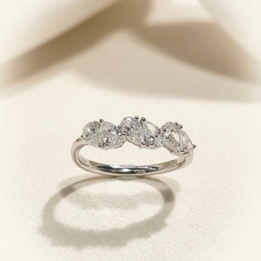 培育鑽石戒指 （水滴型6粒共1.078ct)Lab grown diamond 18k plated Ring