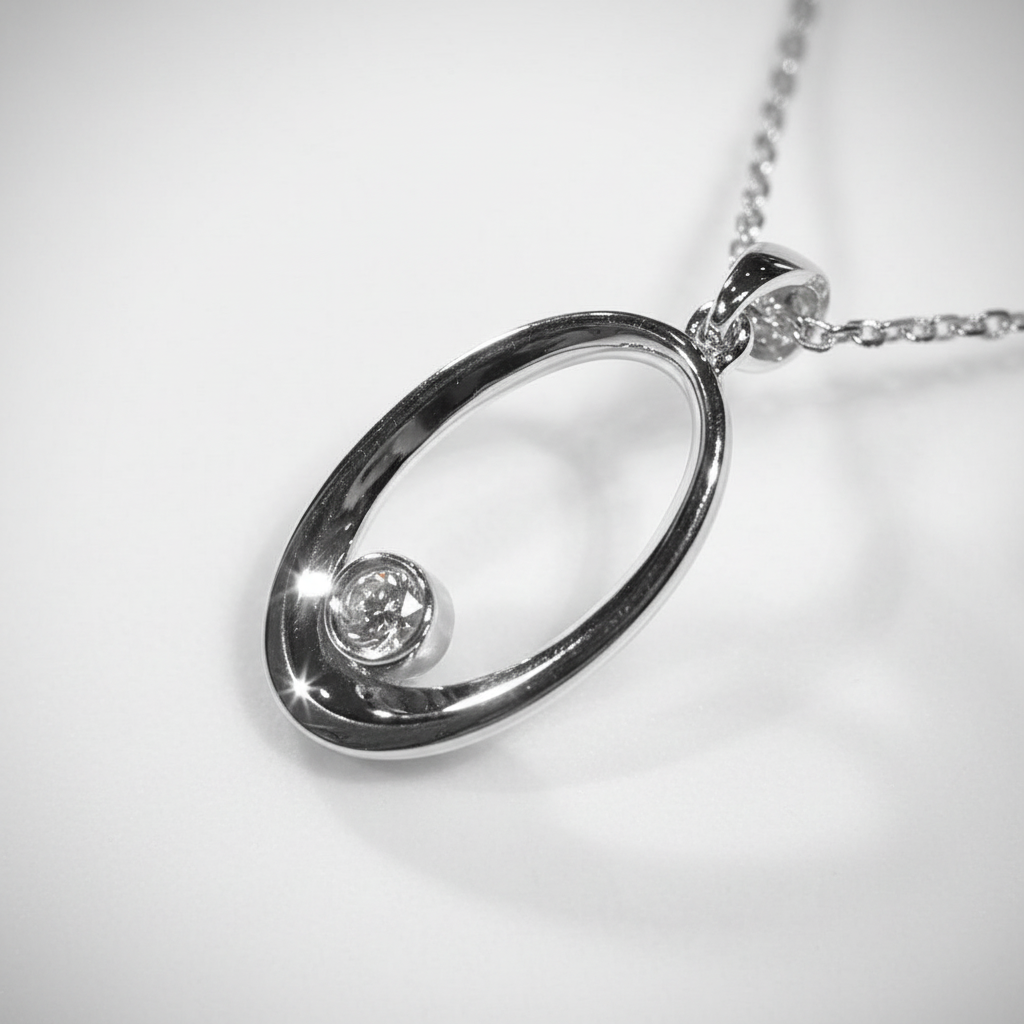 培育鑽石0.07ct 電鍍白金項鏈 Lab grown diamond pendant