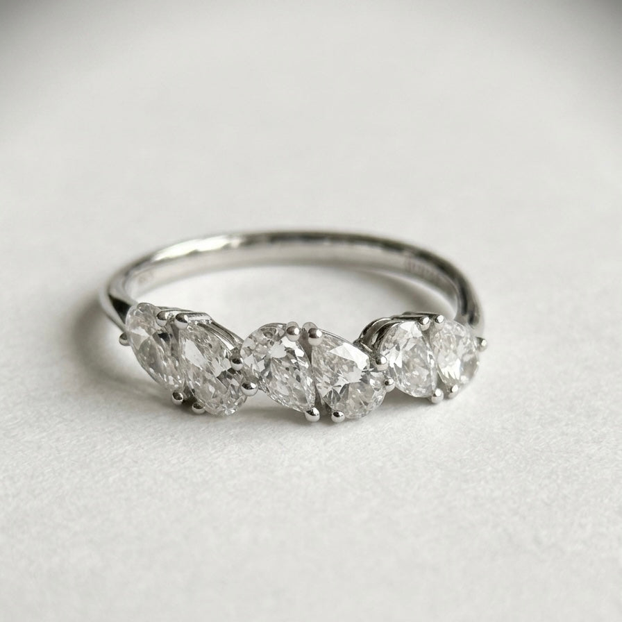 培育鑽石戒指 （水滴型6粒共1.078ct)Lab grown diamond 18k plated Ring