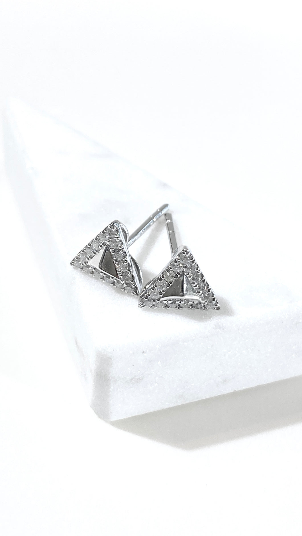 培育鑽石電鍍白耳環 0.152ct Lab grown diamond earrings