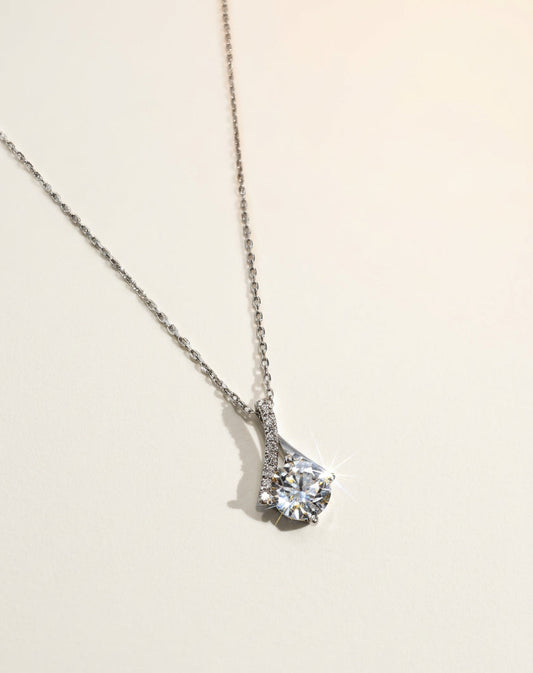 培育鑽石電鍍白金項鏈 1.12ct+0.72ct Lab grown diamond pendant