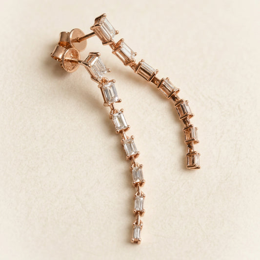 培育鑽石電鍍白金耳環 0.681ct+p.137ct/pair Lab grown diamond earrings