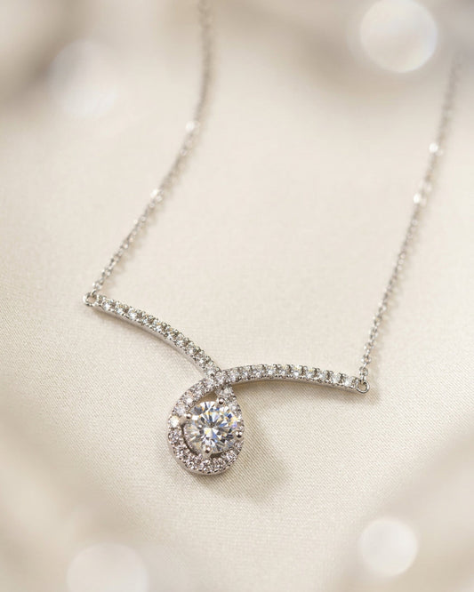 培育鑽石電鍍白金項鏈 0.528ct+0.37ct Lab grown diamond pendant