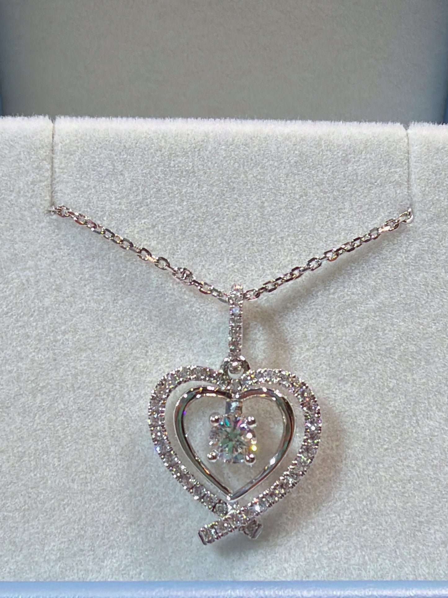 培育鑽石0.3ct+0.318ct 電鍍白金項鏈 Lab grown diamond pendant