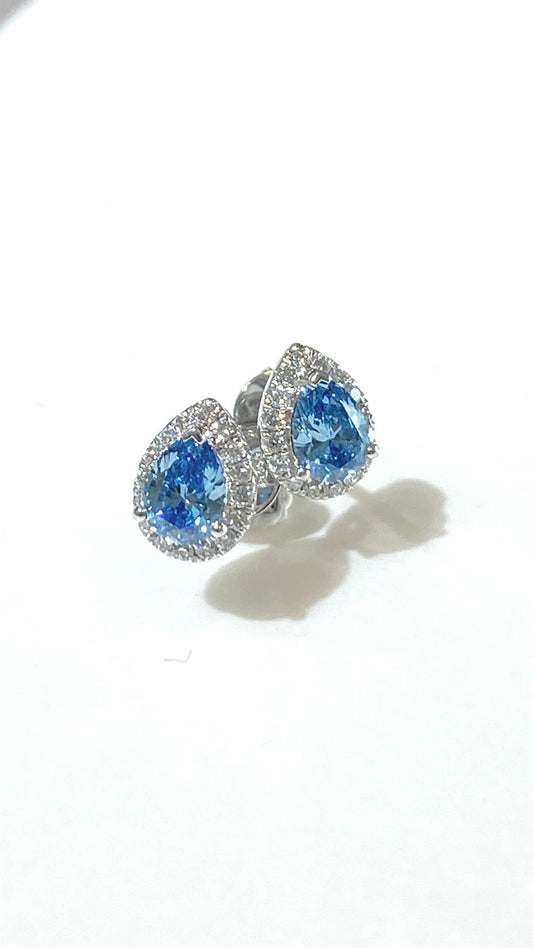 培育鑽石Fancy Blue 0.3ct耳環 Lab grown diamond earrings
