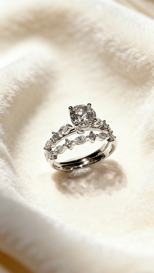 培育鑽石鉑金疊戴戒指托(不連主石)Lab Grown Diamond Platinum (PT950) Engagement Ring