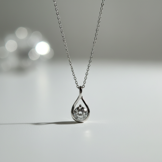 培育鑽石1ct 電鍍白金項鏈 Lab grown diamond pendant