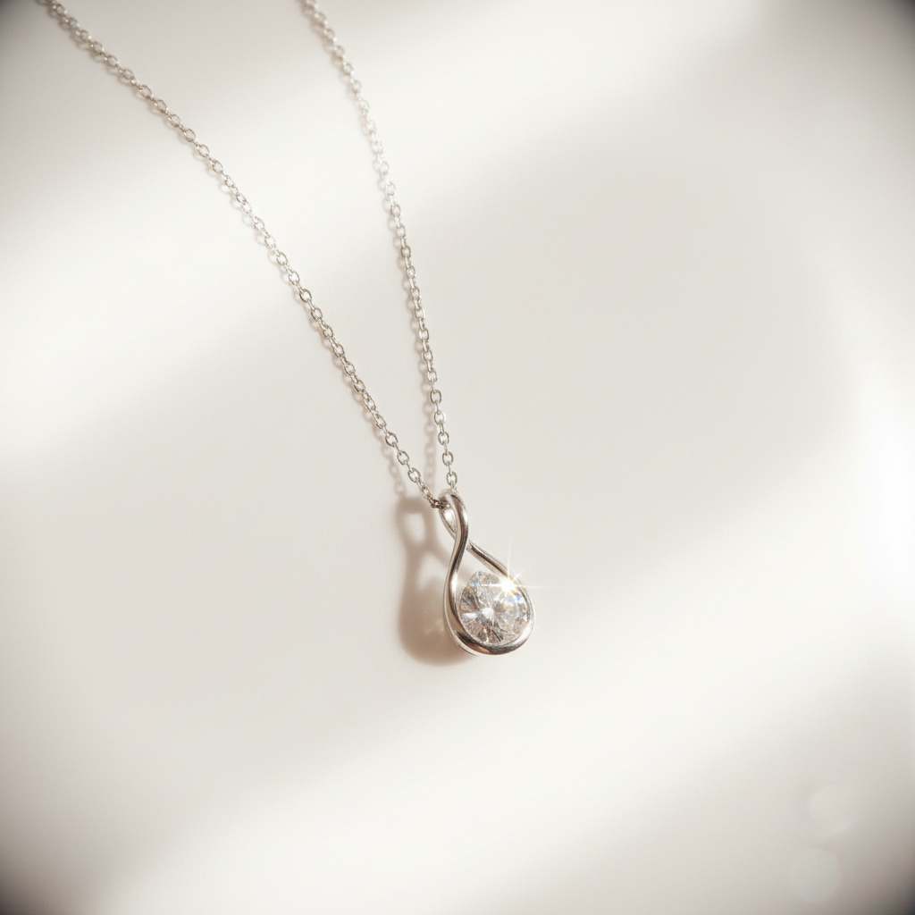 培育鑽石1ct 電鍍白金項鏈 Lab grown diamond pendant